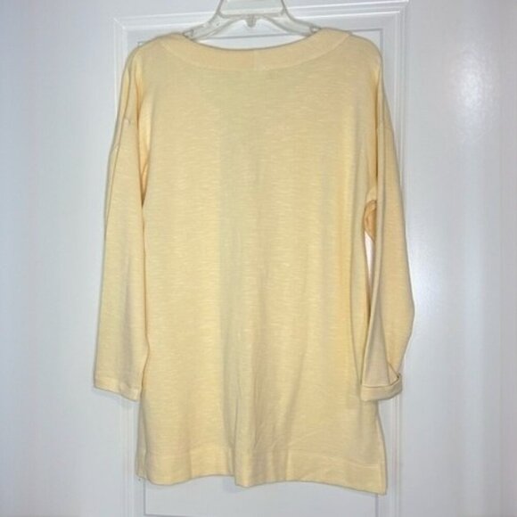 J. Jill Lemon Yellow Lightweight Half Button 3/4 Sleeve Casual layering sweater - Picture 2 of 9